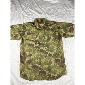 Old Tejas Camouflage Shirt Green Men's M Medium East Texas Olive Field Shirt